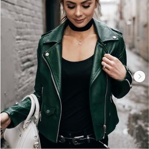 - Blank Faux leather jacket Forrest green